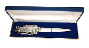 Vintage Golf Bag & Clubs 3D Pewter Golfer Letter Opener Velvet Gift Box Fort USA